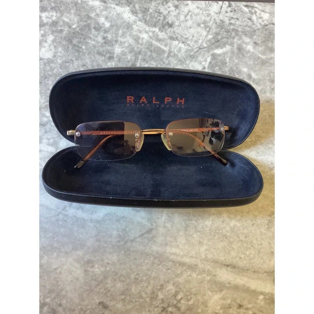 Ralph Lauren 7515/S L6E Rimless Sunglasses Gold Brown Gradient Y2K Rectangle